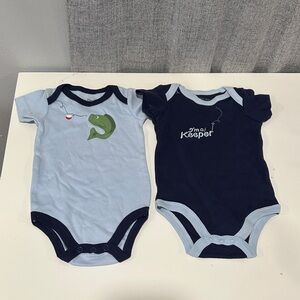 Luvable Friends 2 Blue and Navy Bodysuit Set. NWOT.